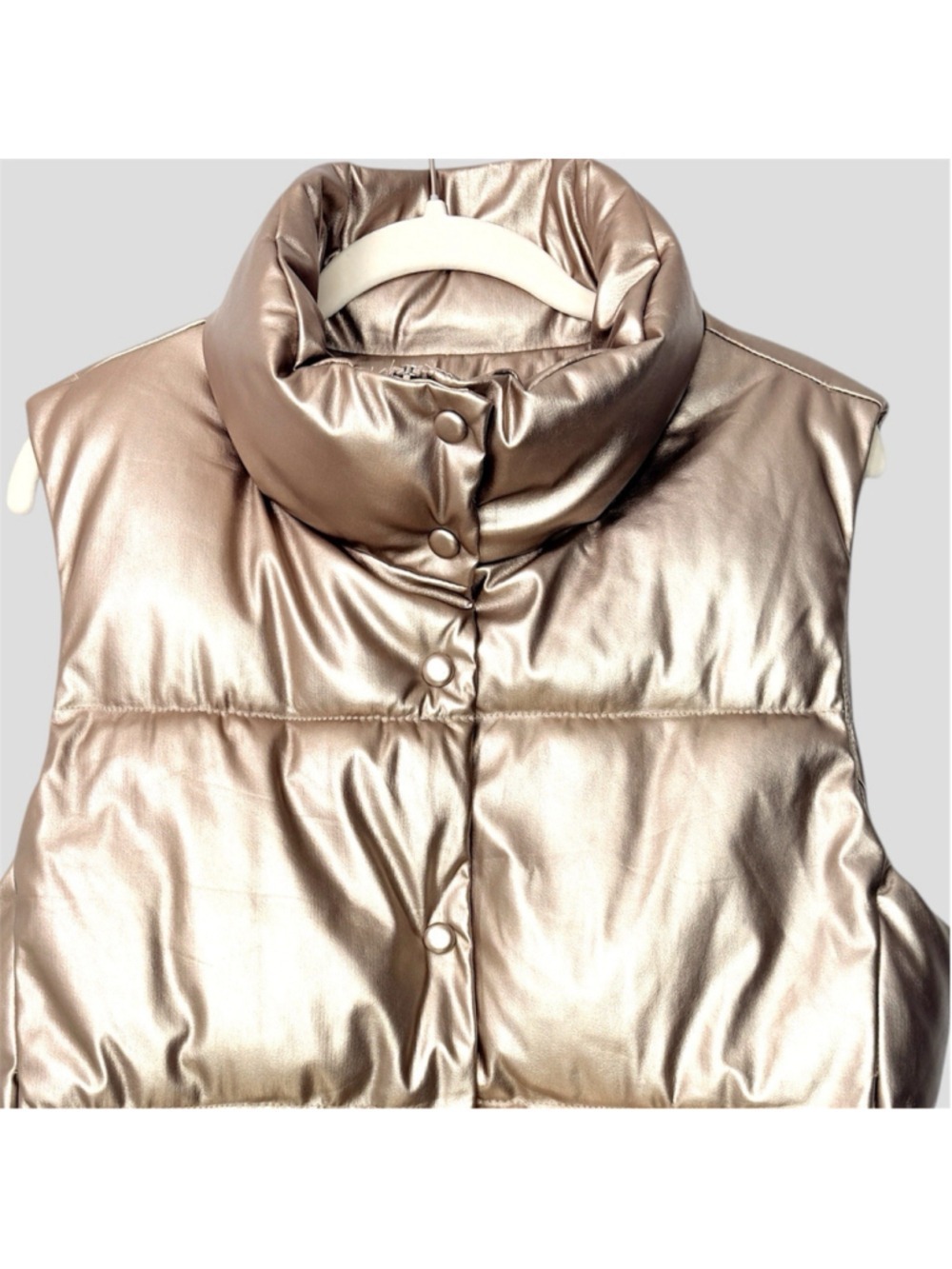 Softy Metallic Champagne Gold Puffer Vest Small Techwear Cyber Y2K Futuristic - Picture 2 of 7